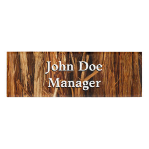 Cedar Textured Wooden Bark Look Name Tag