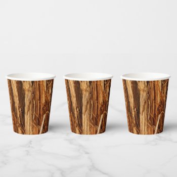 Cedar Textured Wooden Bark Look Paper Cups by mlewallpapers at Zazzle