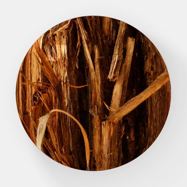 Cedar Textured Wooden Bark Look Paperweight (Front)
