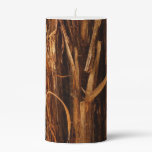 Cedar Textured Wooden Bark Look Pillar Candle