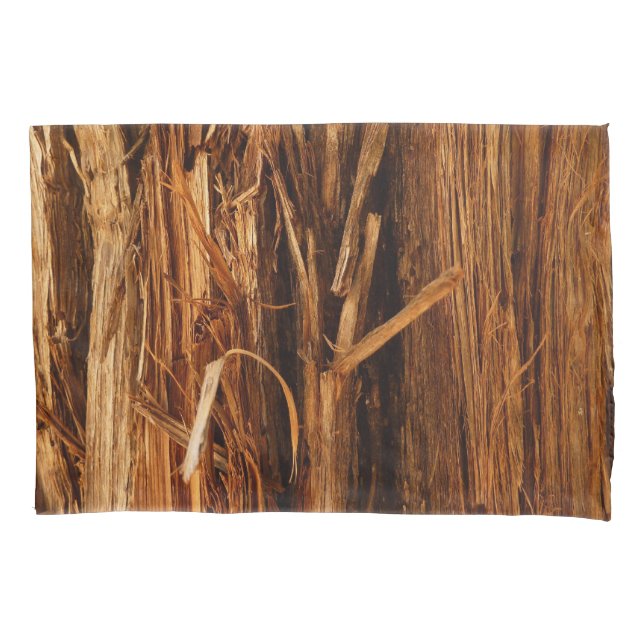 Cedar Textured Wooden Bark Look Pillow Case (Front)