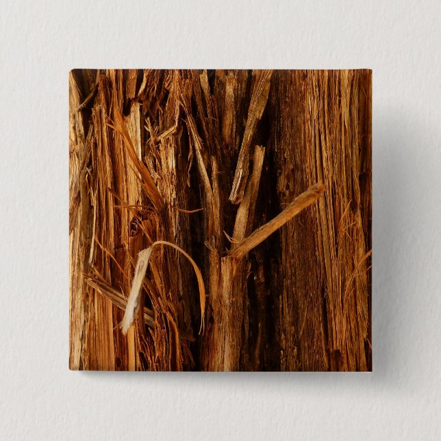 Cedar Textured Wooden Bark Look Pinback Button (Front)