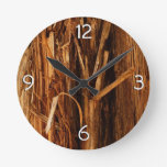Cedar Textured Wooden Bark Look Round Clock