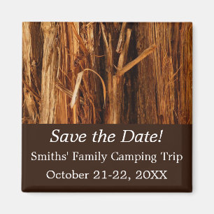 Cedar Textured Wooden Bark Look Save the Date Magnet