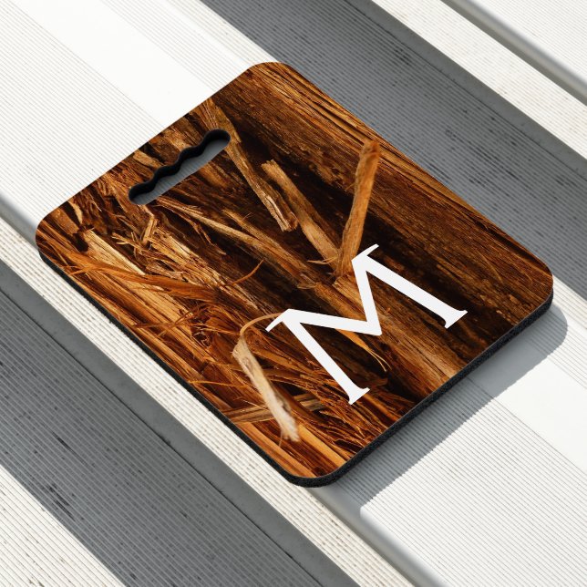 Cedar Textured Wooden Bark Look Seat Cushion (In Situ)