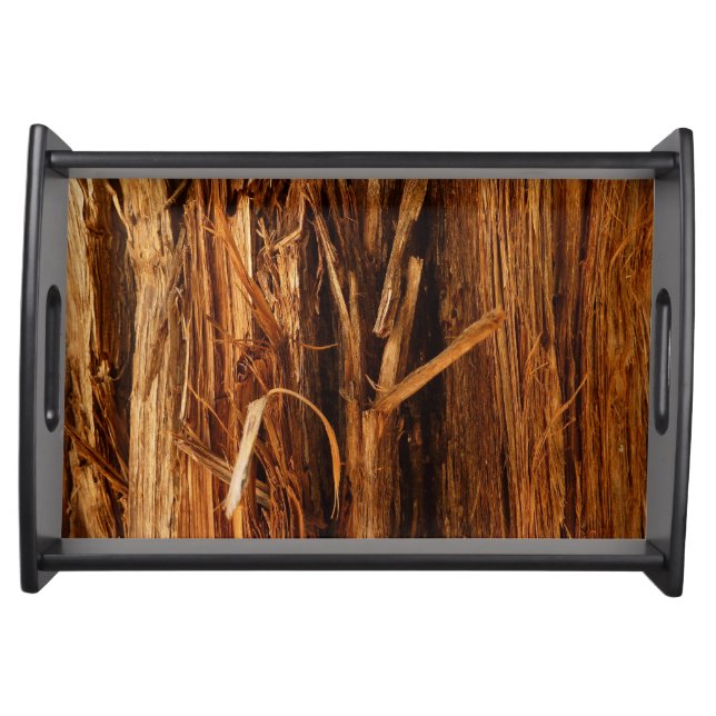 Cedar Textured Wooden Bark Look Serving Tray (Front)