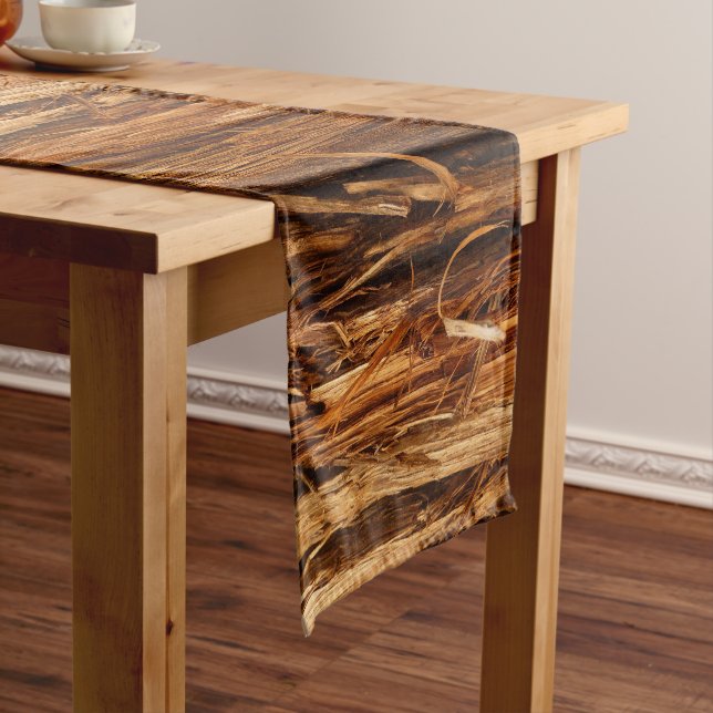 Cedar Textured Wooden Bark Look Short Table Runner (In Situ)