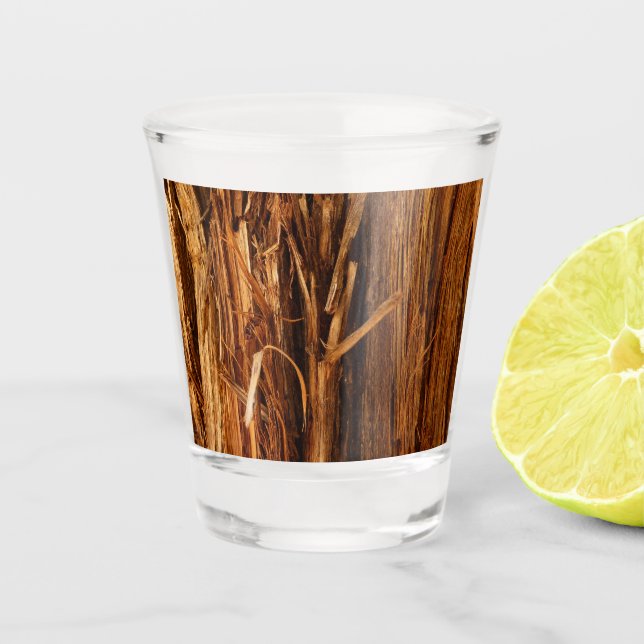 Cedar Textured Wooden Bark Look Shot Glass (Front)