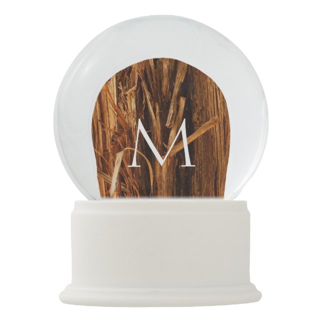 Cedar Textured Wooden Bark Look Snow Globe (Front)