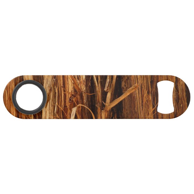 Cedar Textured Wooden Bark Look Speed Bottle Opener (Front (Horizontal))