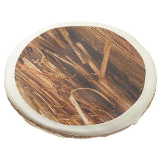 Cedar Textured Wooden Bark Look Sugar Cookie (Angled)
