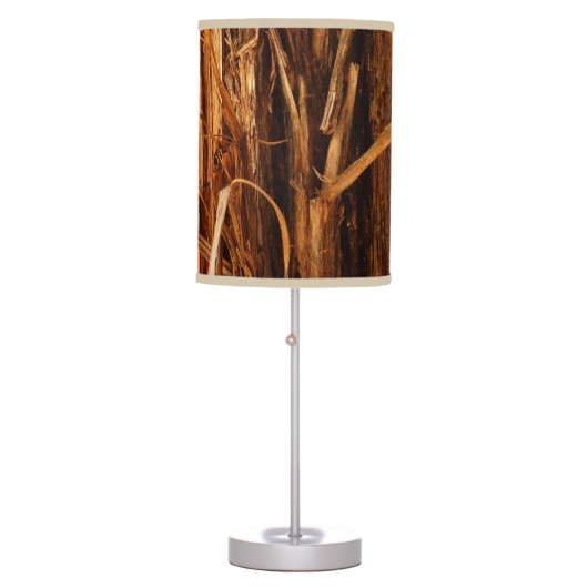 Cedar Textured Wooden Bark Look Table Lamp (Front)