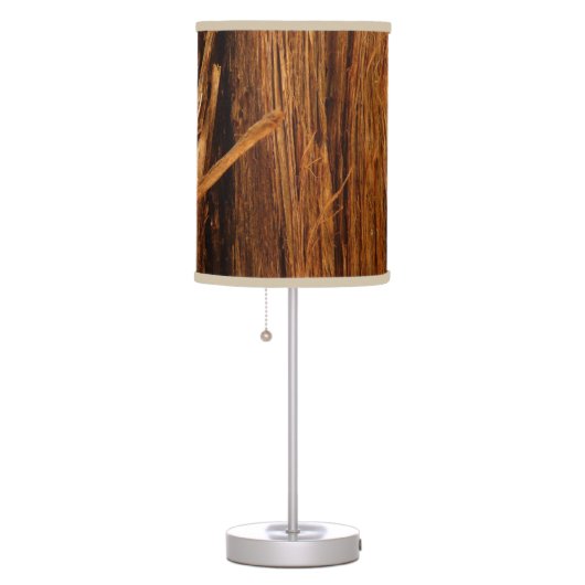 Cedar Textured Wooden Bark Look Table Lamp (Right)