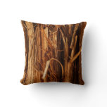 Cedar Textured Wooden Bark Look Throw Pillow