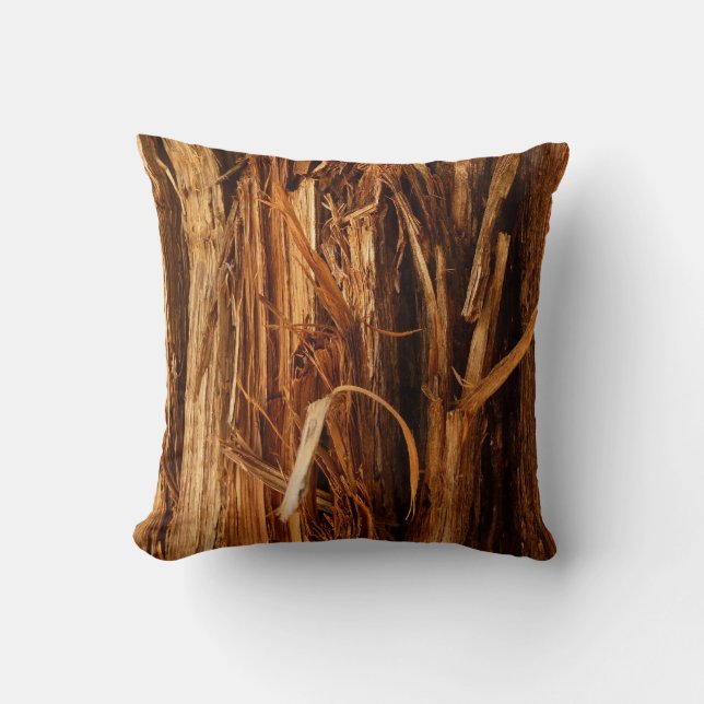 Cedar Textured Wooden Bark Look Throw Pillow (Front)