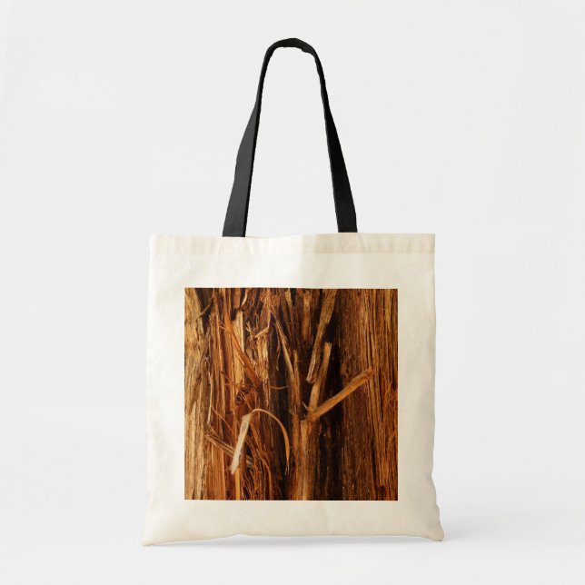 Cedar Textured Wooden Bark Look Tote Bag (Front)