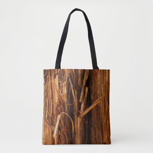 Cedar Textured Wooden Bark Look Tote Bag (Front)
