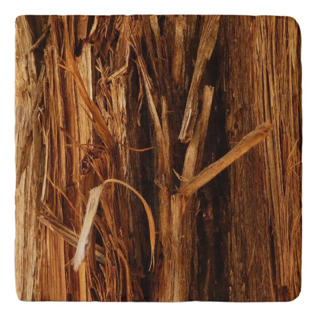Cedar Textured Wooden Bark Look Trivet (Front)