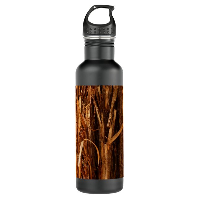 Cedar Textured Wooden Bark Look Water Bottle (Front)