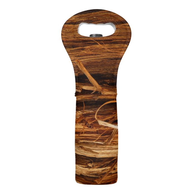 Cedar Textured Wooden Bark Look Wine Bag (Front)