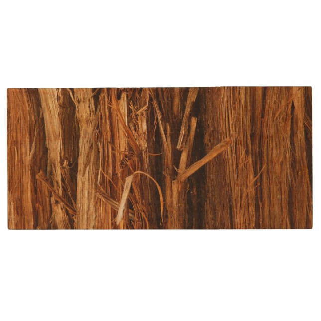 Cedar Textured Wooden Bark Look Wood Flash Drive (Front)