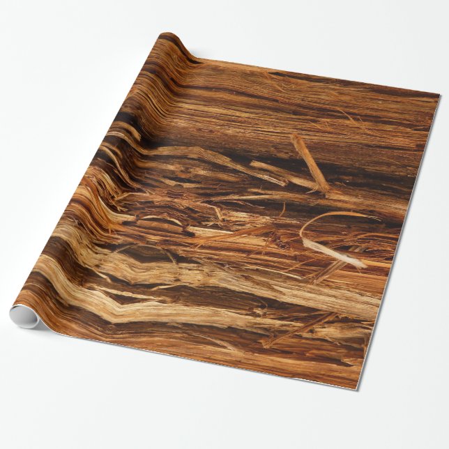 Cedar Textured Wooden Bark Look Wrapping Paper (Unrolled)