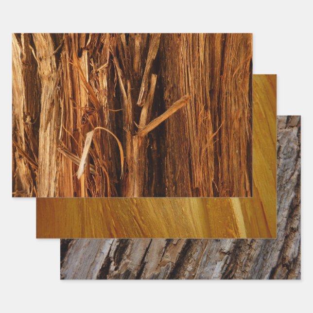 Cedar Textured Wooden Bark Look Wrapping Paper Sheets (Set)