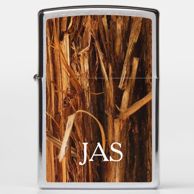 Cedar Textured Wooden Bark Look Zippo Lighter (Front)