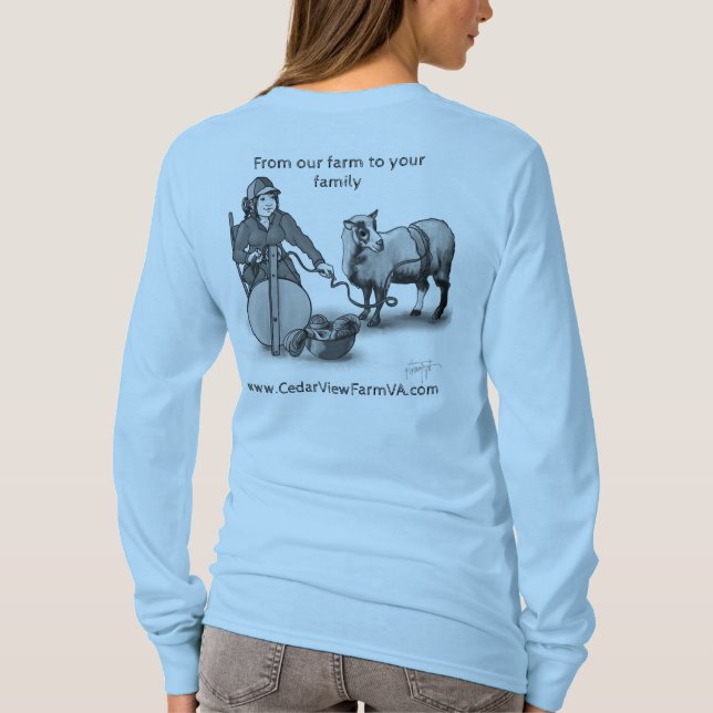 Cedar View Farm Spinning From The Sheep T-Shirt (Back)