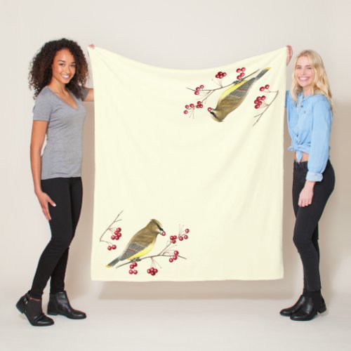 Cedar Waxwing Bird Art Fleece Blanket