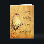 Cedar Waxwing Bird  Grandfather Birthday Card<br><div class="desc">Warm Copper Watercolor painting of a Cedar Waxwing Bird l Birthday for your Grandfather</div>