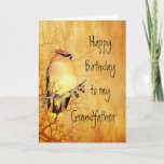 Cedar Waxwing Bird  Grandfather Birthday Card<br><div class="desc">Warm Copper Watercolor painting of a Cedar Waxwing Bird l Birthday for your Grandfather</div>