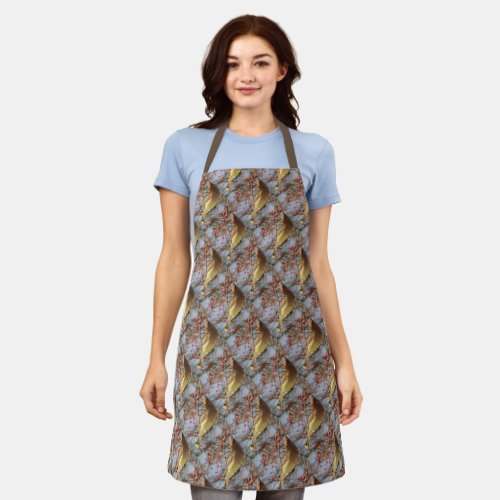 Cedar Waxwing Bird Nature Art Pattern Apron