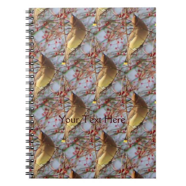 Cedar Waxwing Bird Nature Art Pattern Notebook (Front)