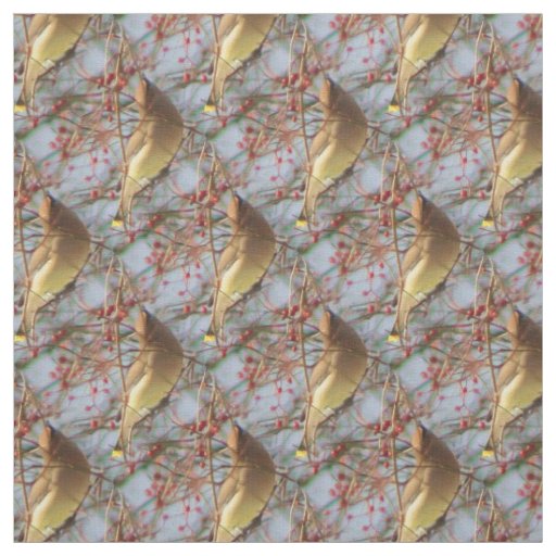 Cedar Waxwing Bird Nature Pattern Fabric