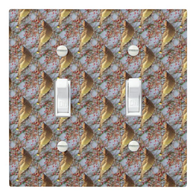 Cedar Waxwing Bird Pattern   Light Switch Cover (In Situ)