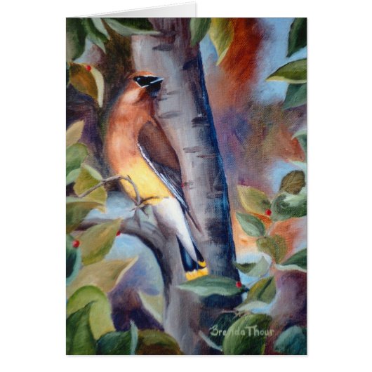 Cedar Waxwing Blank Card (Front)