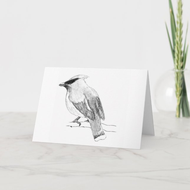 Cedar Waxwing Blank Greeting Card (Front)