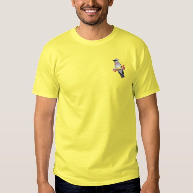 Cedar Waxwing Embroidered T-Shirt (Front)