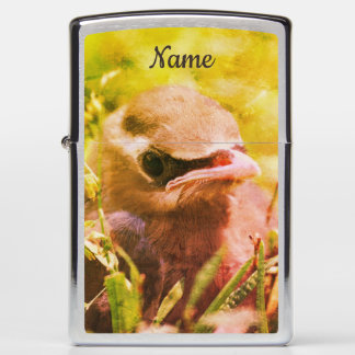 Cedar Waxwing Fledgling Bird Abstract Personalized Zippo Lighter