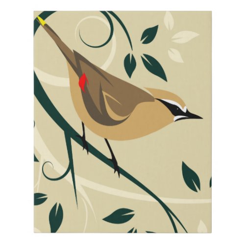 Cedar Waxwing On Tree Branch Faux Canvas Print