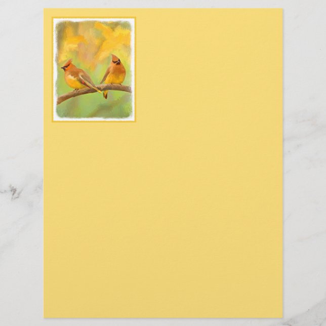 Cedar Waxwing Painting - Cute Original Dog Art (Front)