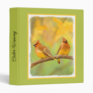 Cedar Waxwing Painting - Cute Original Dog Art 3 Ring Binder