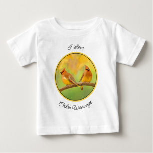 Cedar Waxwing Painting - Cute Original Dog Art Baby T-Shirt