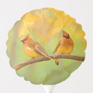Cedar Waxwing Painting - Cute Original Dog Art Balloon