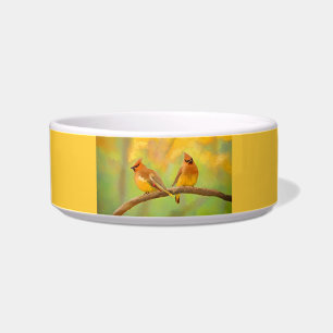 Cedar Waxwing Painting - Cute Original Dog Art Bowl