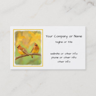 Cedar Waxwing Painting - Cute Original Dog Art Business Card