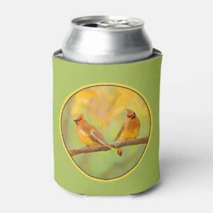 Cedar Waxwing Painting - Cute Original Dog Art Can Cooler
