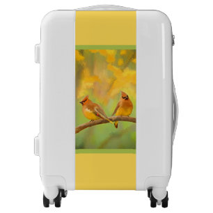 Cedar Waxwing Painting - Cute Original Dog Art Luggage