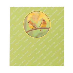 Cedar Waxwing Painting - Cute Original Dog Art Notepad